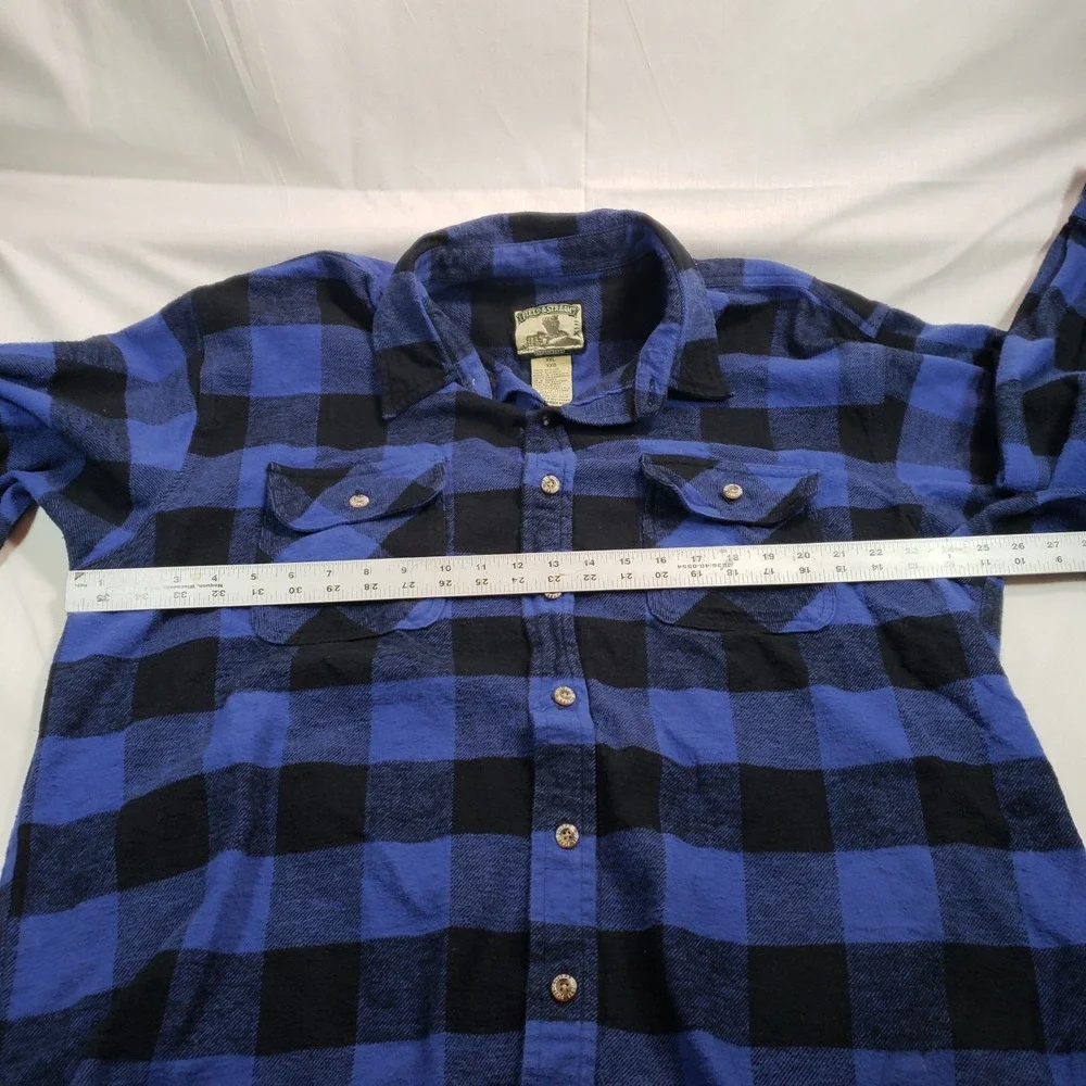 Field & Stream Flannel Shirt Blue Black Buffalo Plaid Long Sleeve‎ Men's XXL